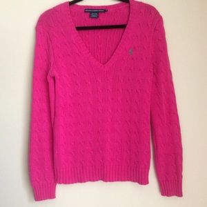 Ralph Lauren sport cable knit pink sweater